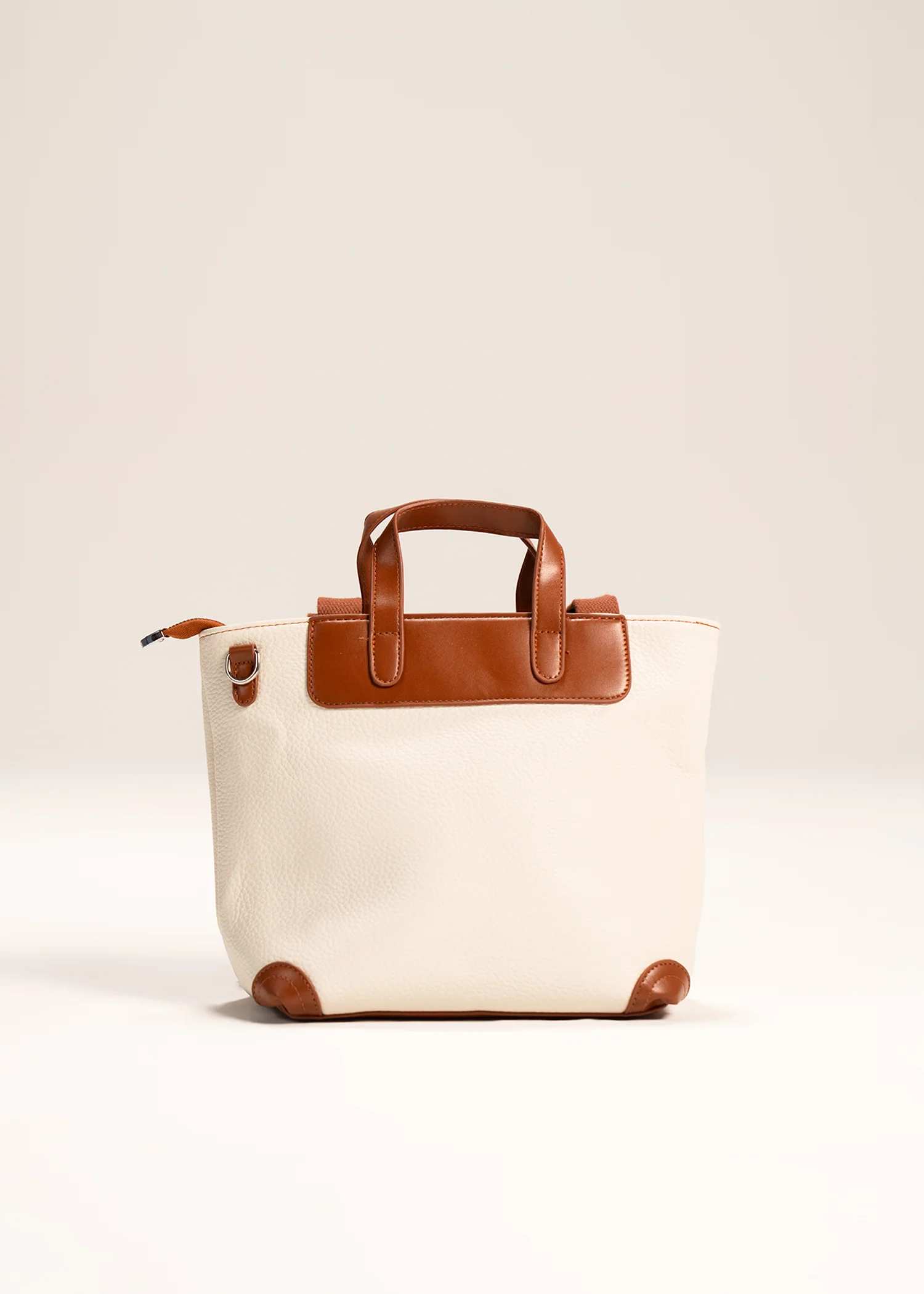 White Canvas Tote with Tan Leather Details- 2734-KOA-B-S25 - Image 6