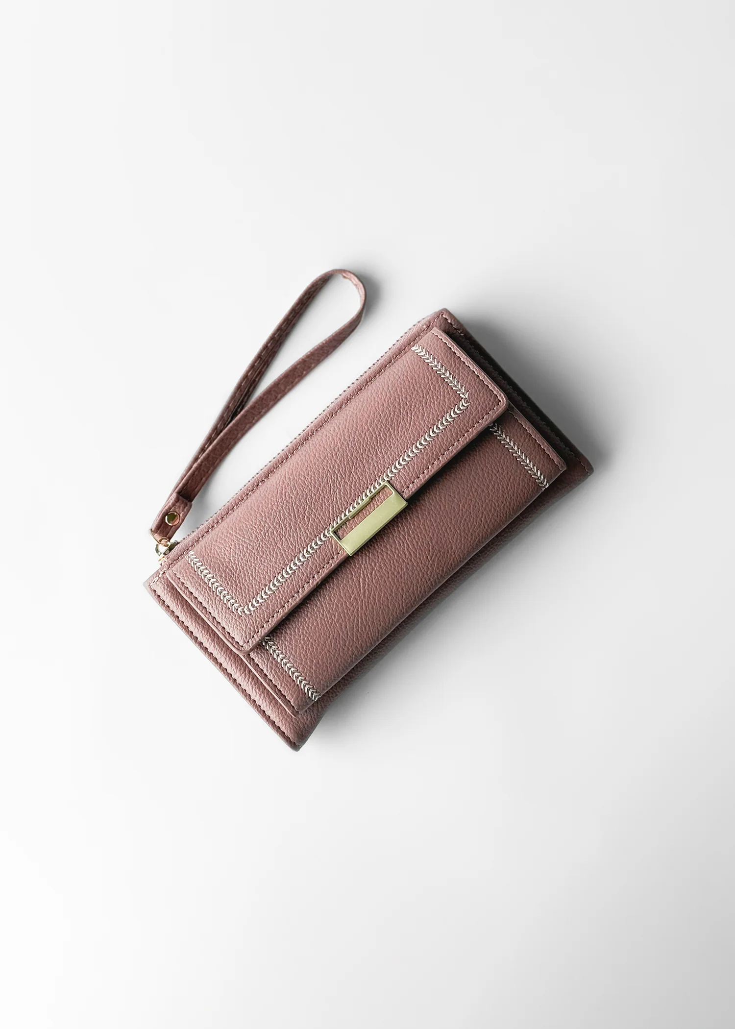 Stitched Flap Wallet With Wristlet- 6307-KOA-S25 - Image 2