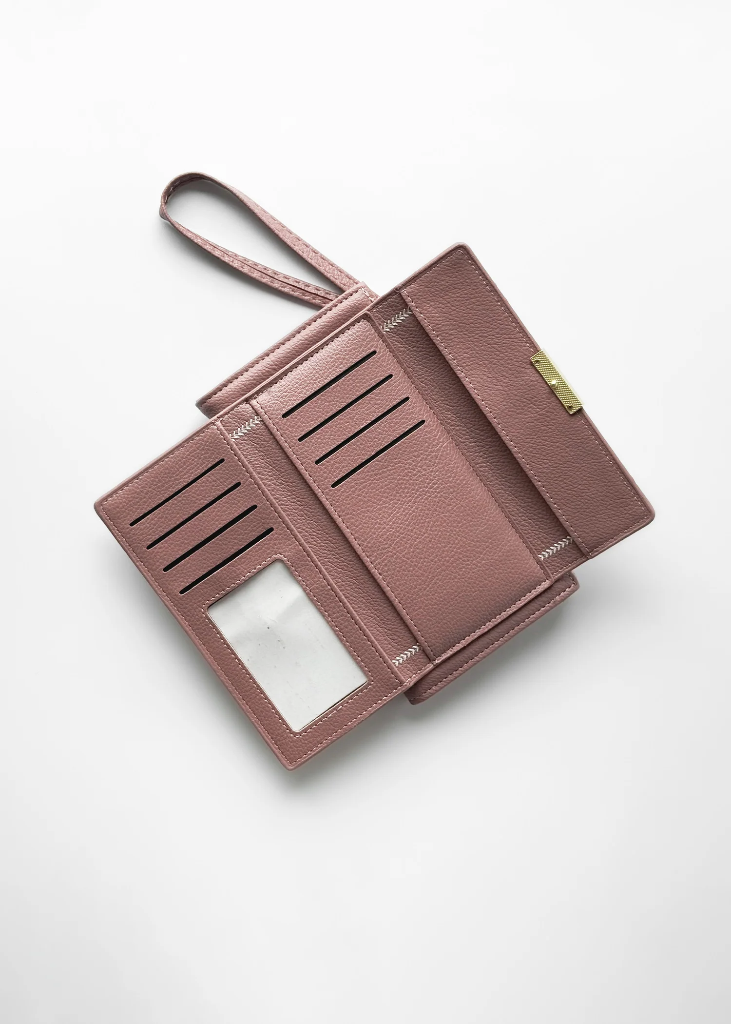 Stitched Flap Wallet With Wristlet- 6307-KOA-S25 - Image 4