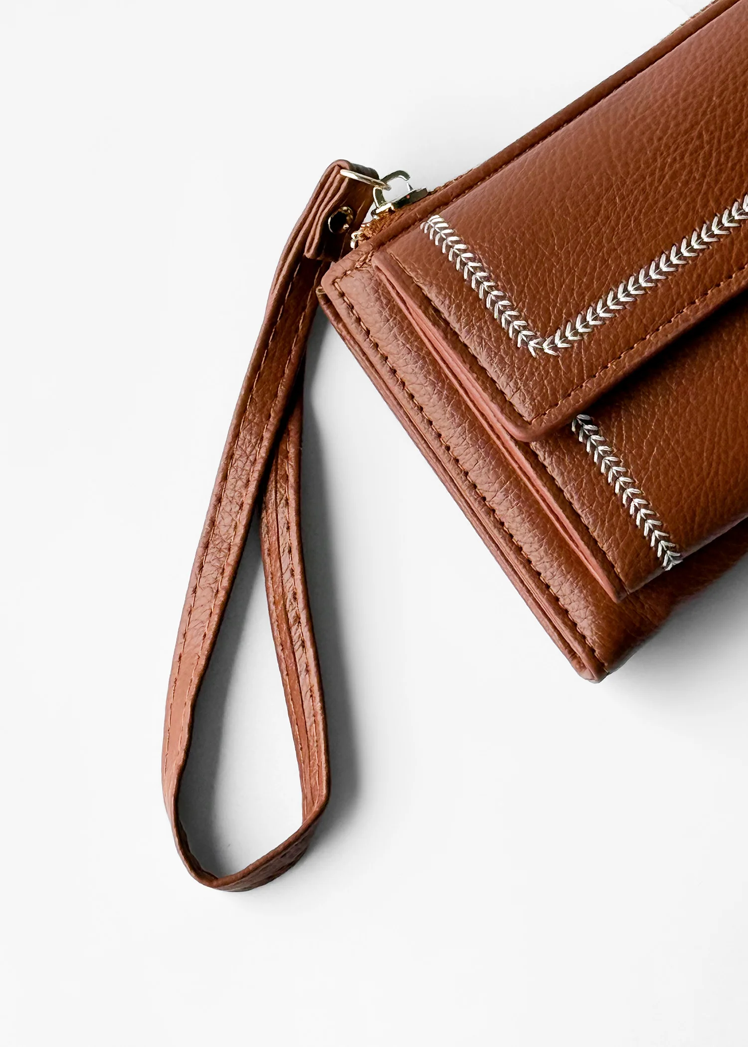 Stitched Flap Wallet with Wristlet- 6307-KOA-S25 - Image 5
