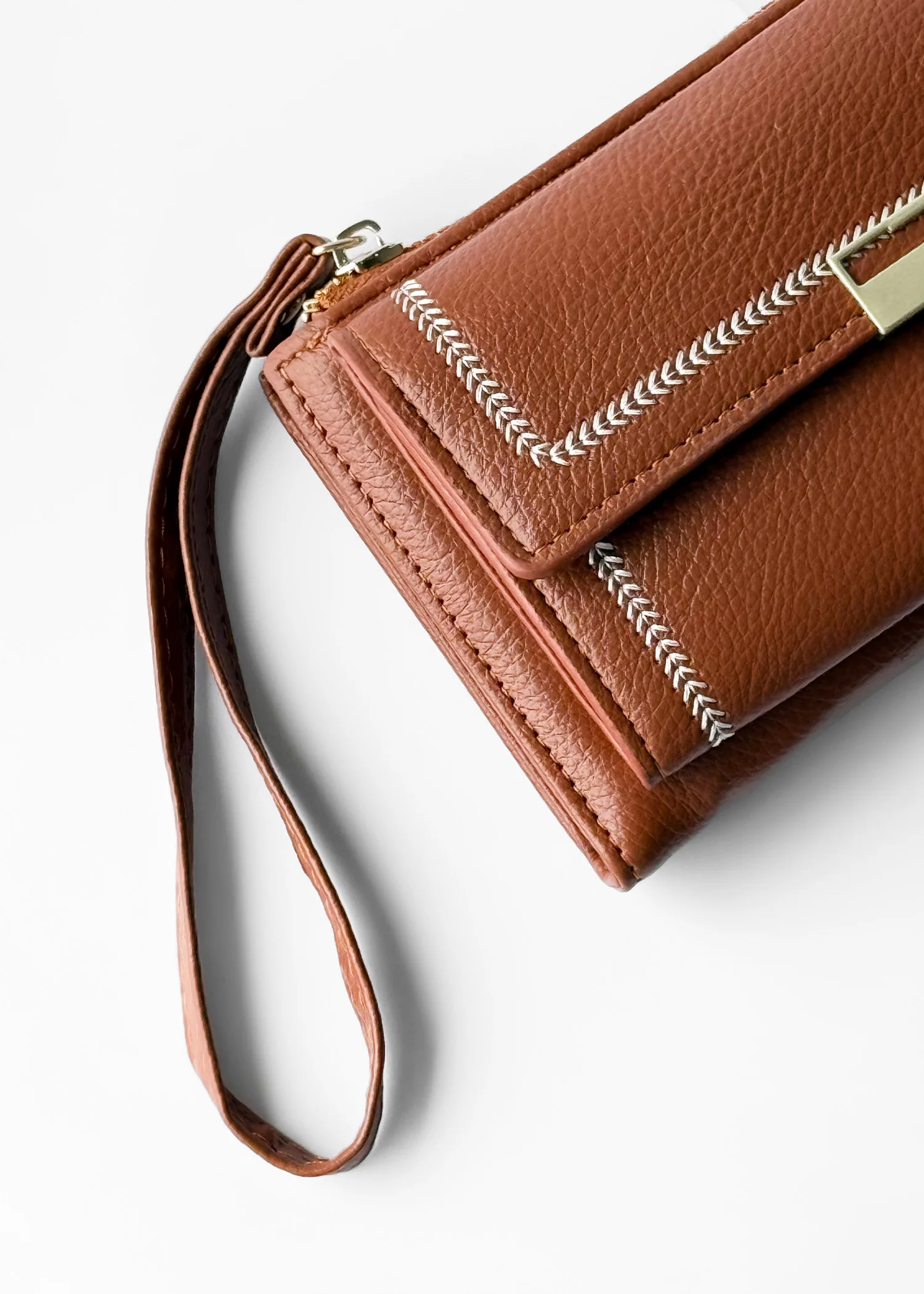 Stitched Flap Wallet with Wristlet- 6307-KOA-S25 - Image 6
