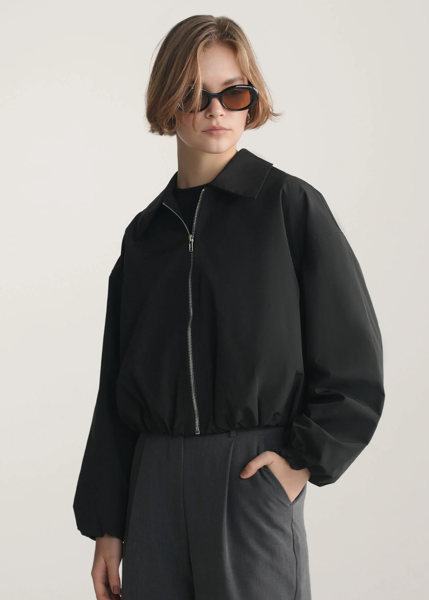 Cropped Nylon Jacket- WS25-255 - Image 3