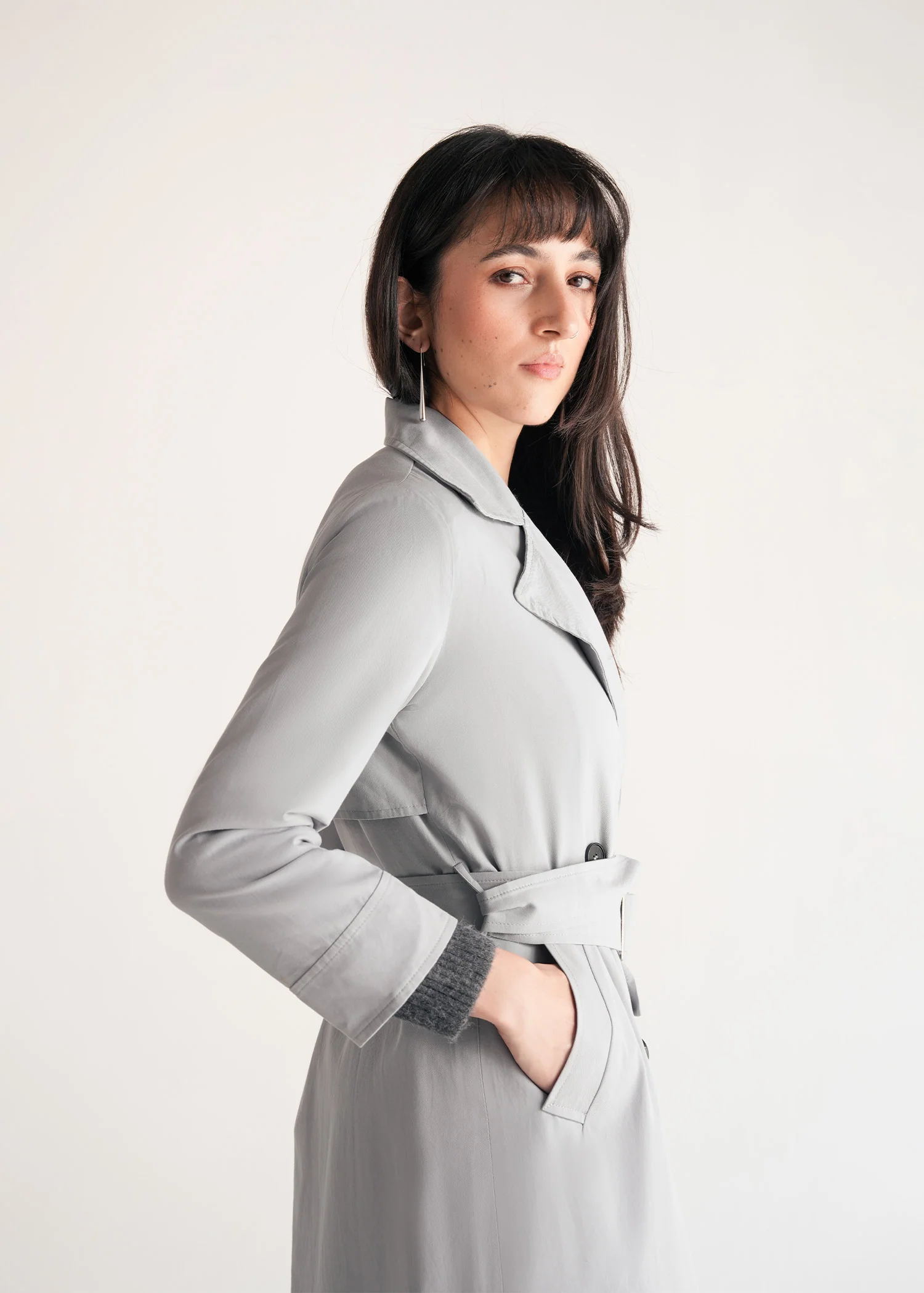 Long Double Breasted Trench Coat- WS25-256 - Image 3