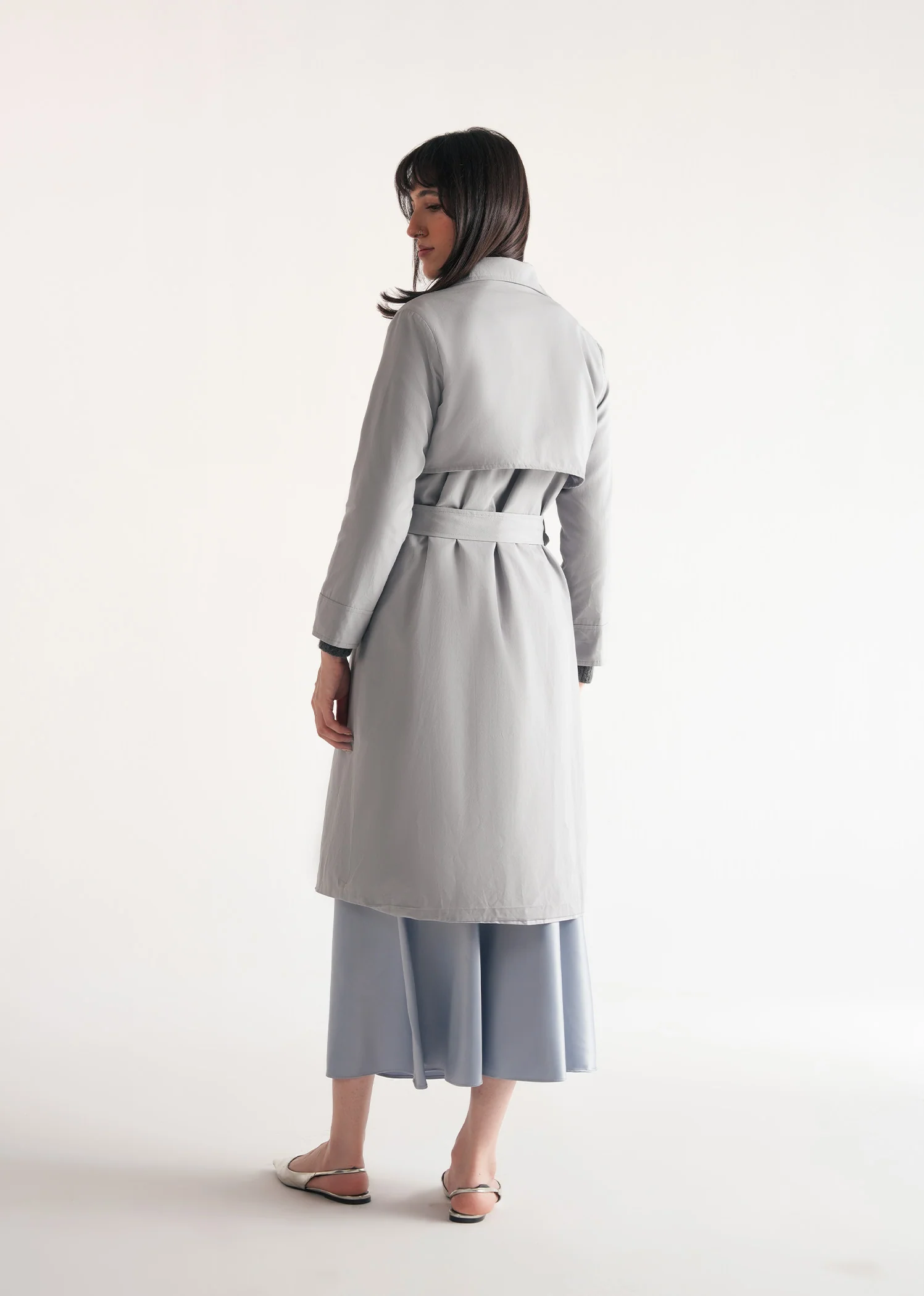 Long Double Breasted Trench Coat- WS25-256 - Image 4