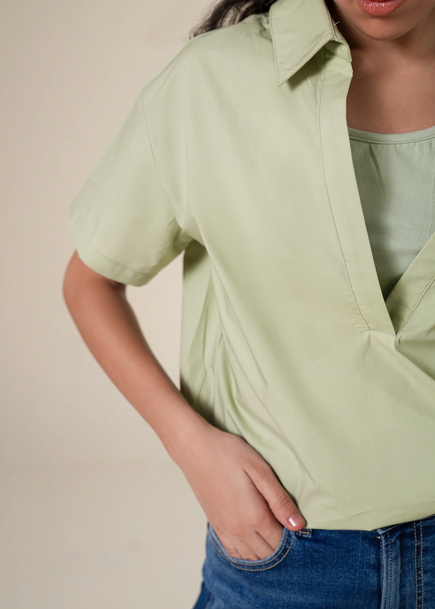 Double Layered Bodysuit Shirt- WS25-277 - Image 4