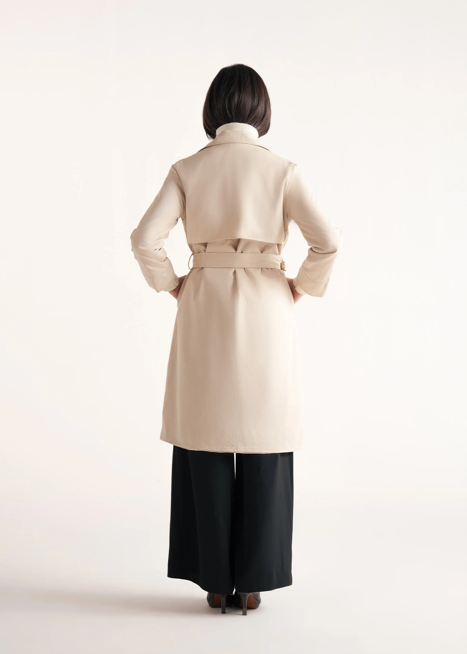 Long Double Breasted Trench Coat- WS25-284 - Image 4