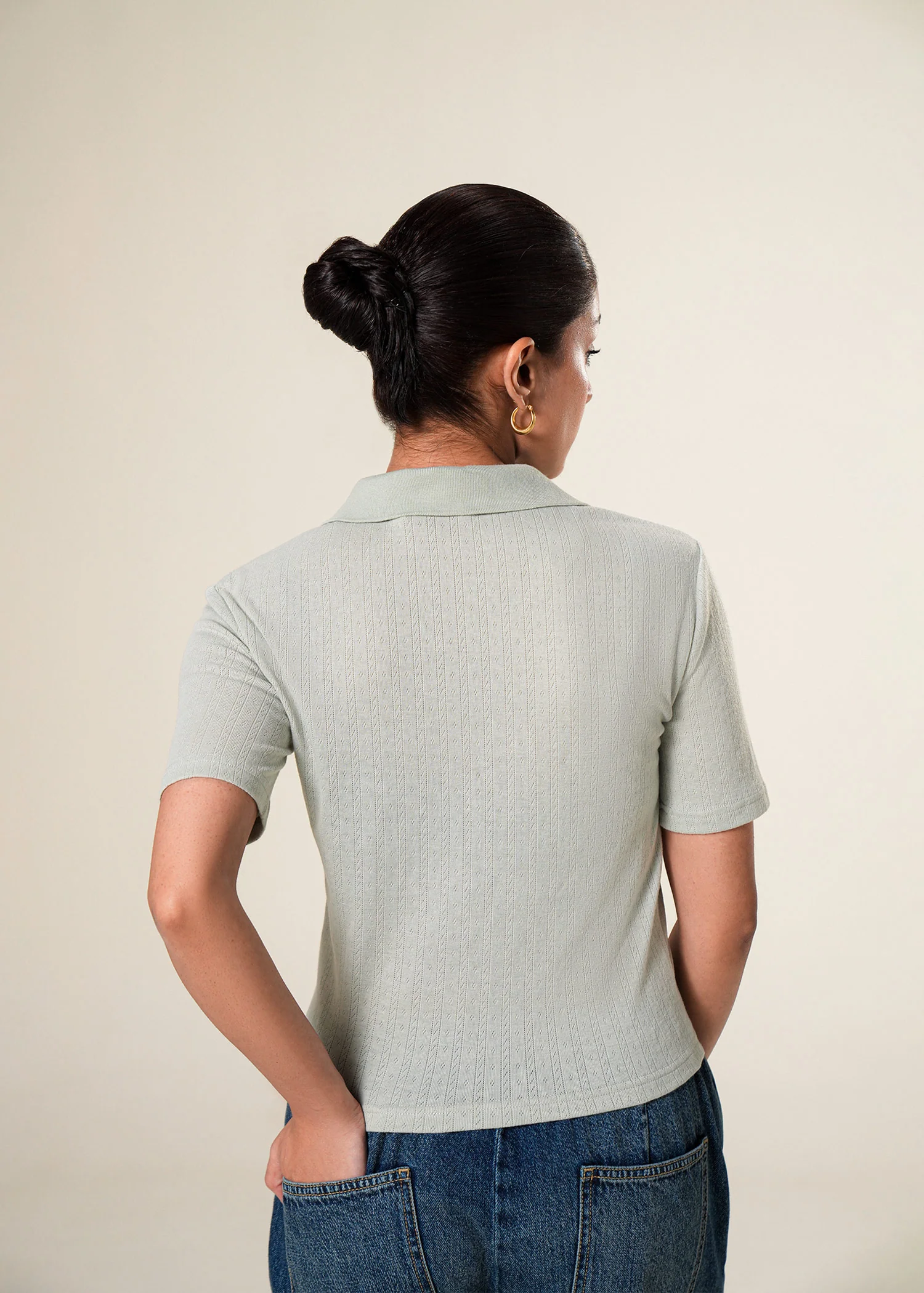 Knit Textured Polo Shirt- WS25-285 - Image 2
