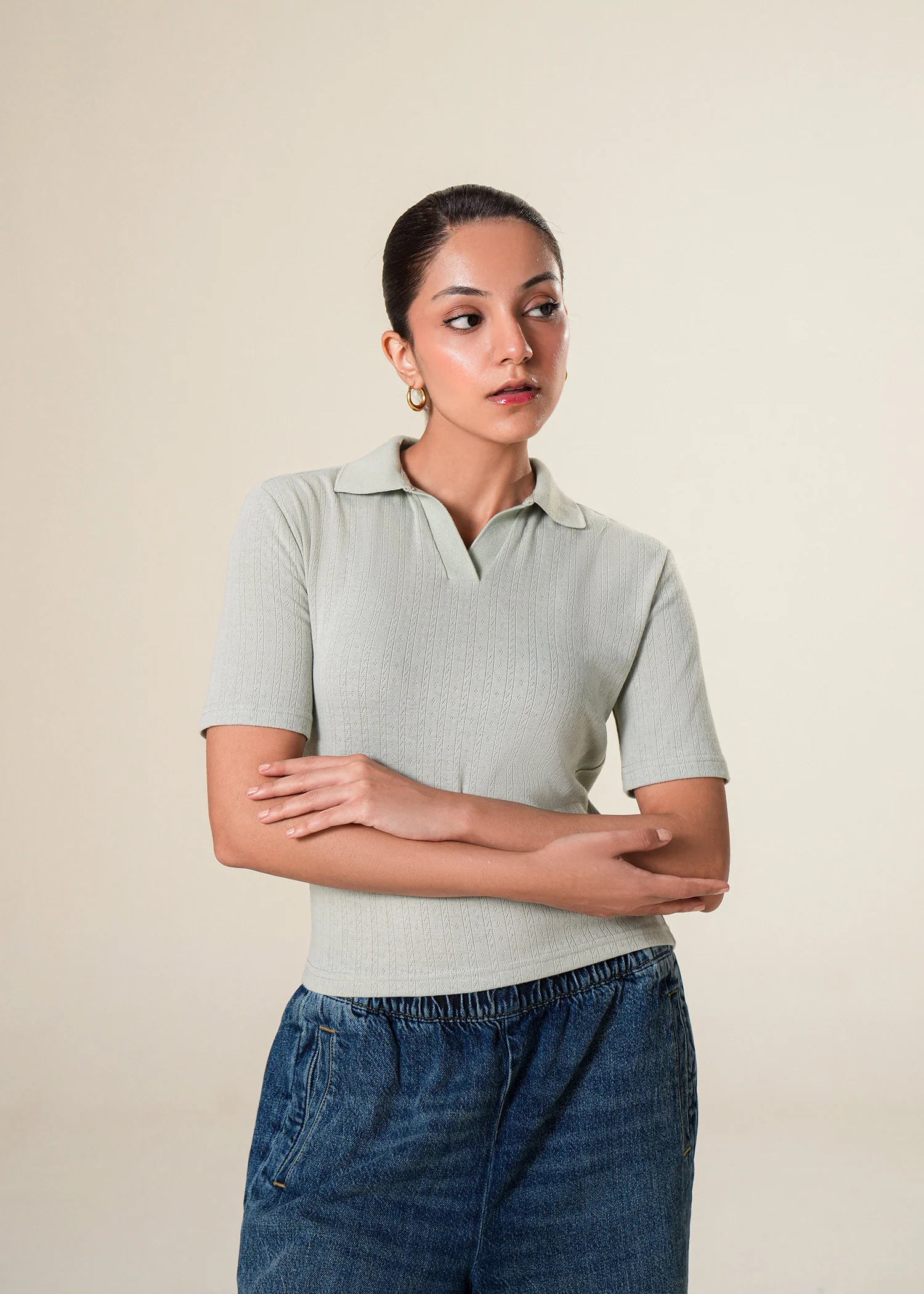 Knit Textured Polo Shirt- WS25-285 - Image 4