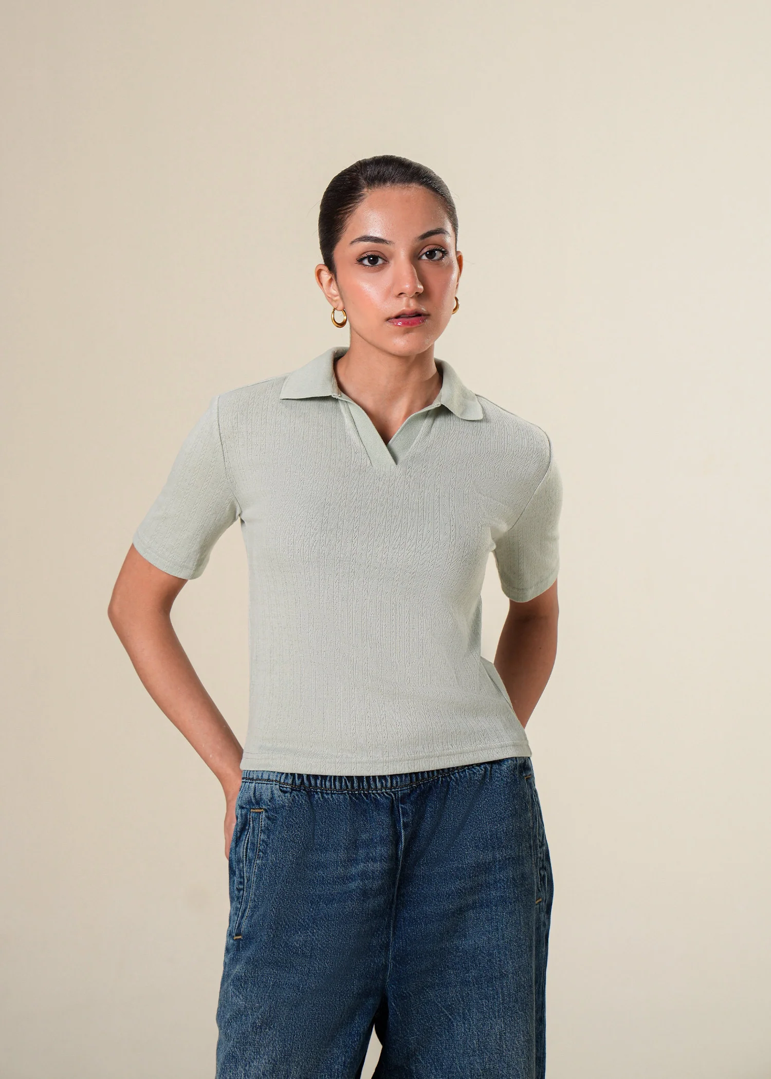 Knit Textured Polo Shirt- WS25-285 - Image 5