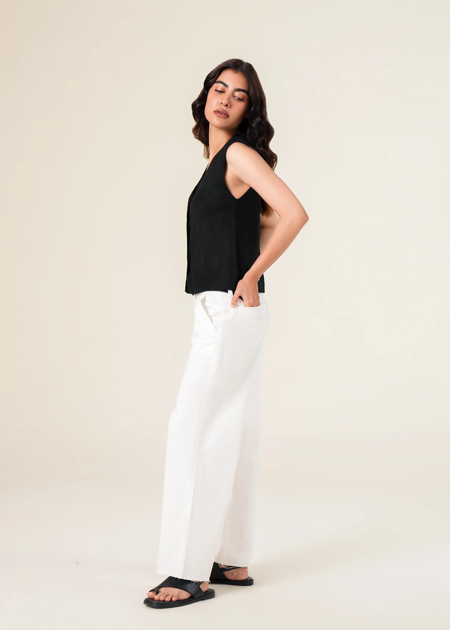 Cropped wide legged jeans- WS25-302 - Image 4