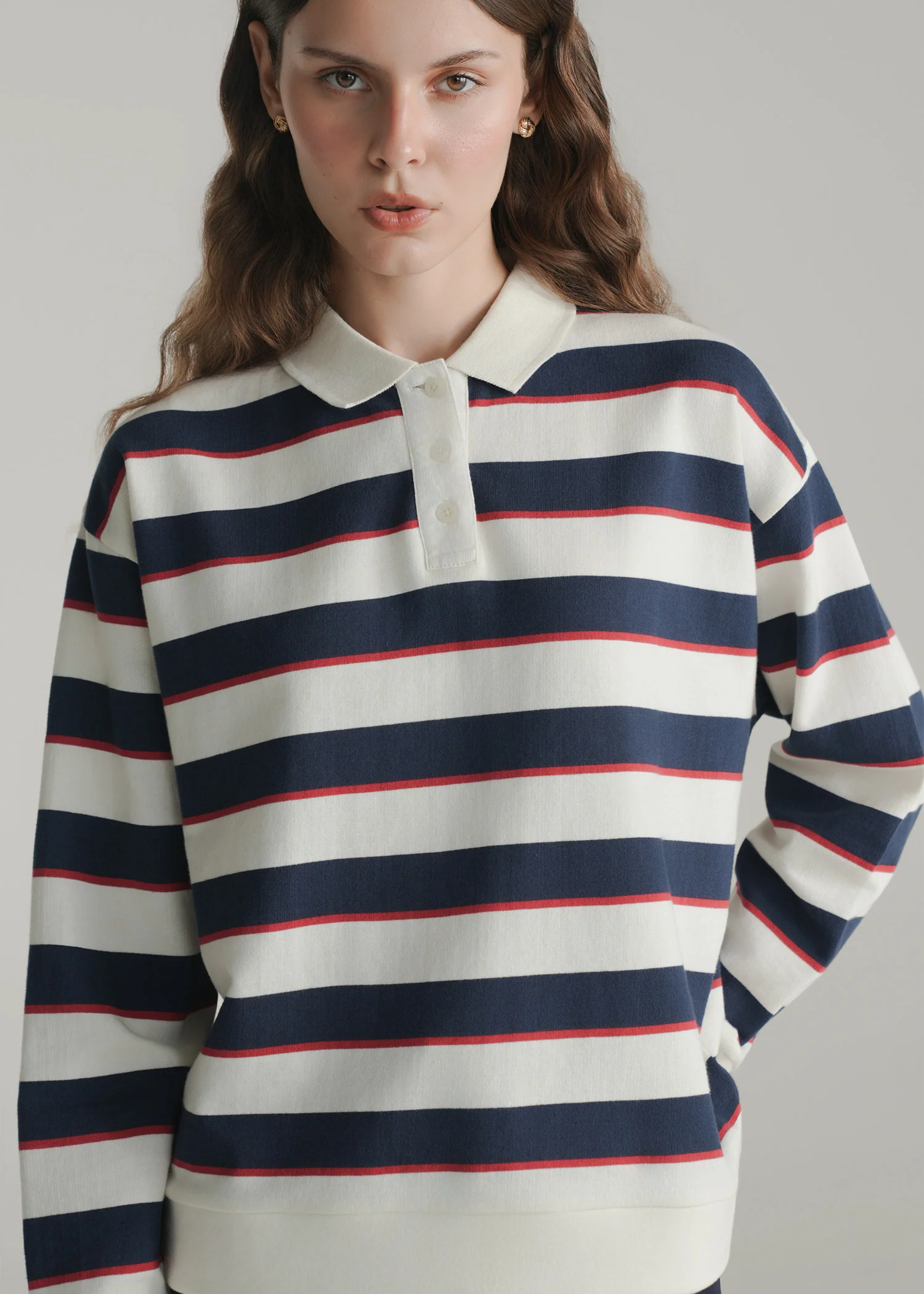 Striped Knit Polo shirt- WS25-352 - Image 2