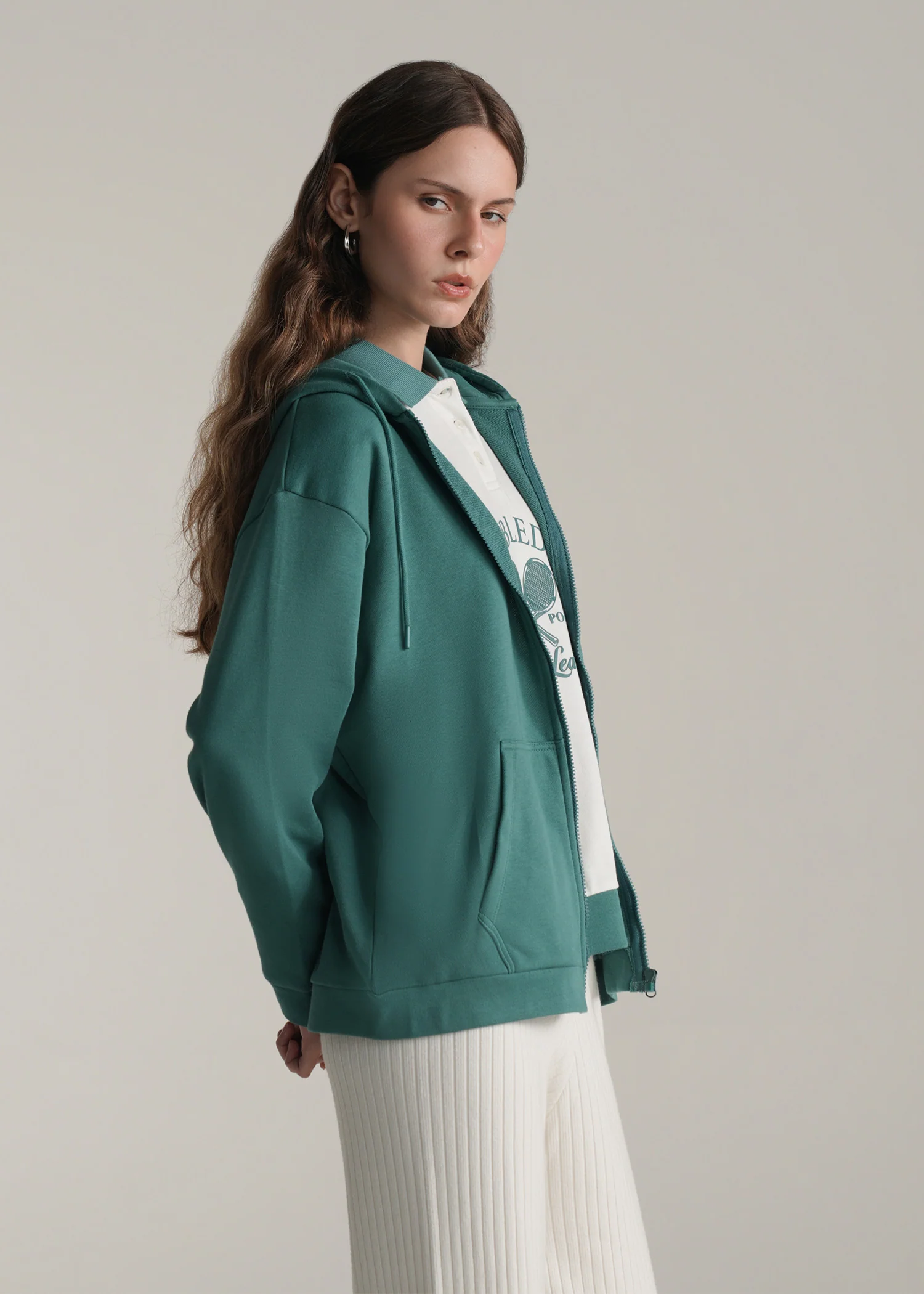 Oversized Full Zip Hoodie- WS25-370 - Image 3
