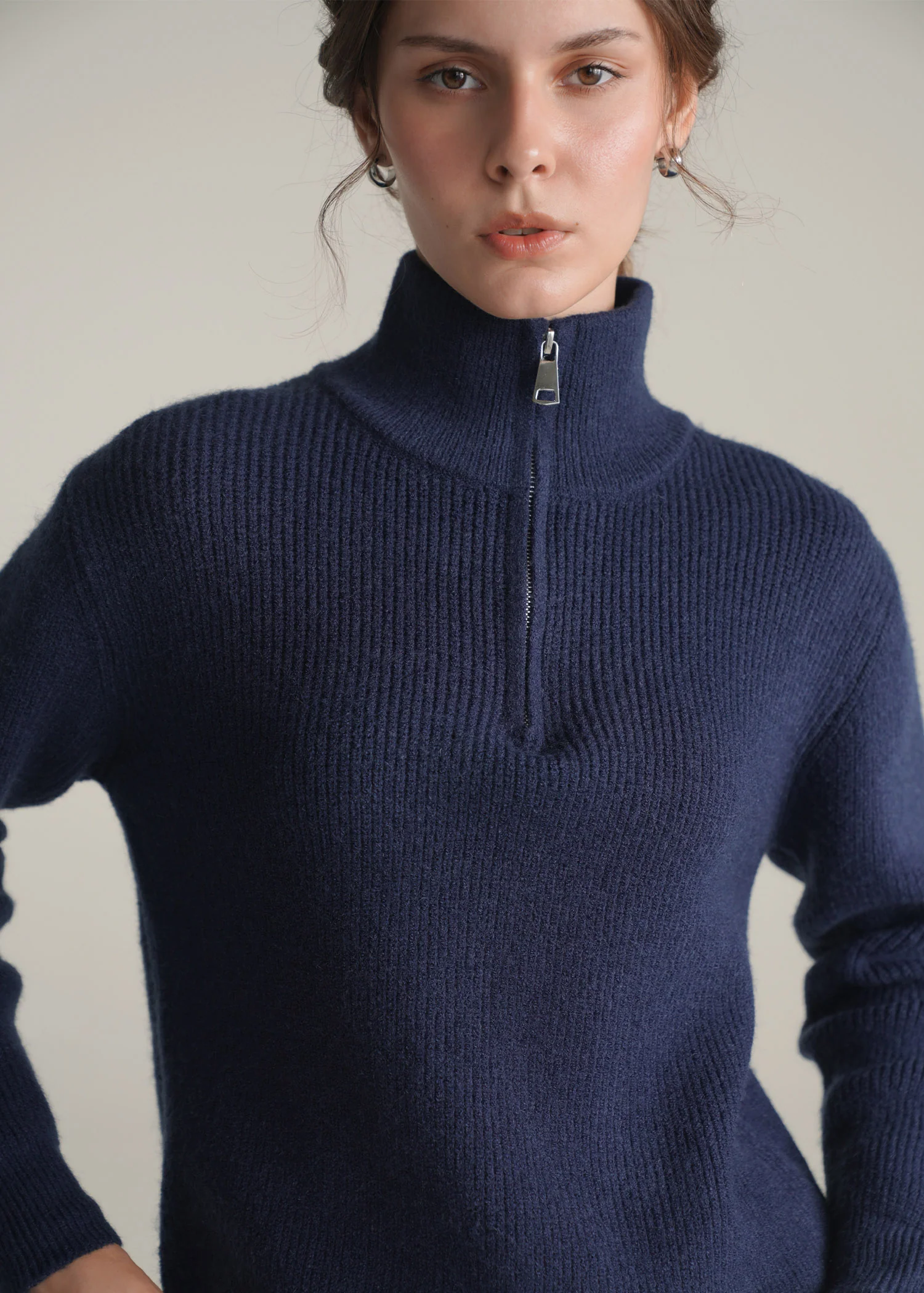 Funnel Neck Half Zip Sweater - Image 3