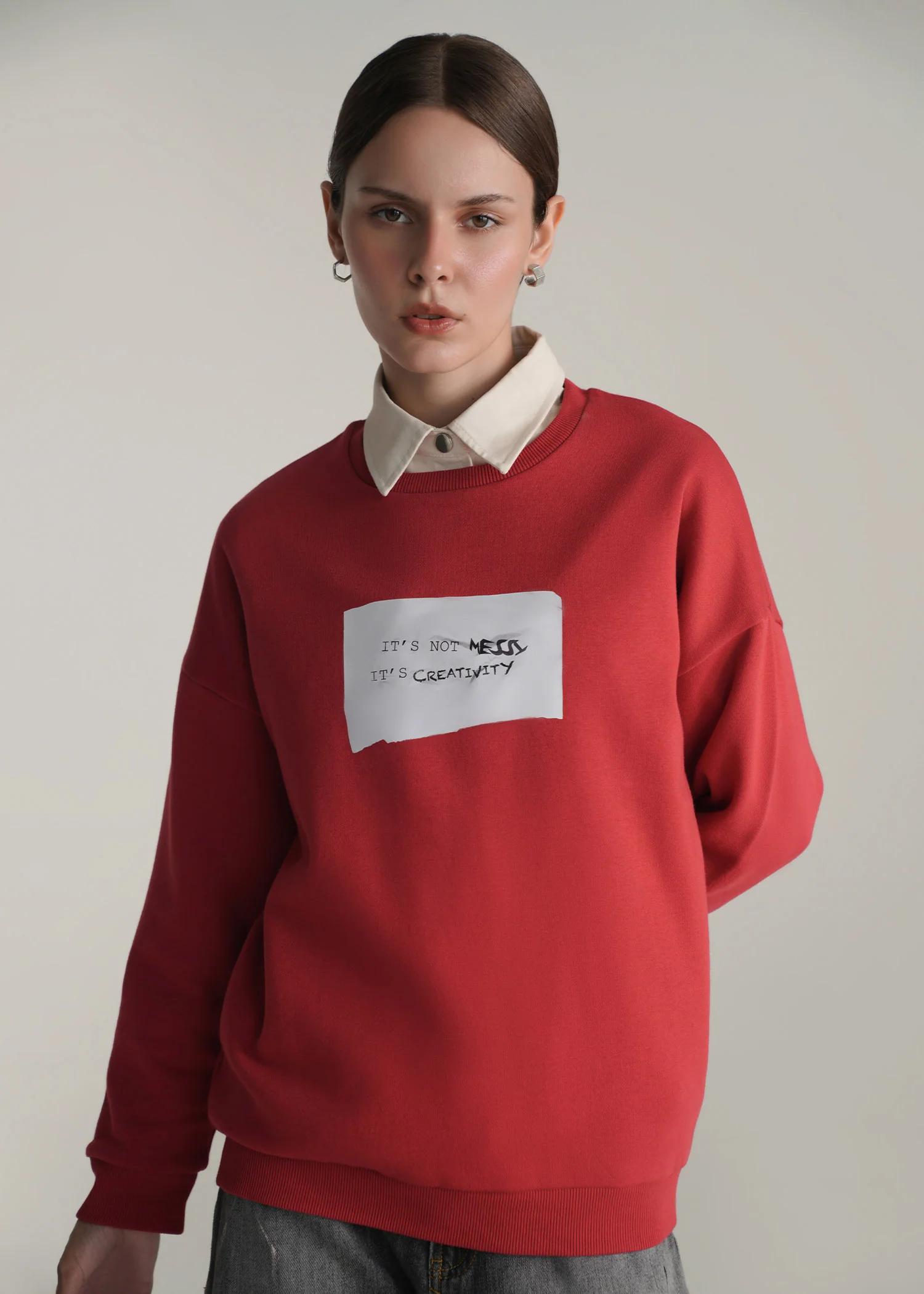 Oversized Sweatshirt with Graphic- WS25-419 - Image 5