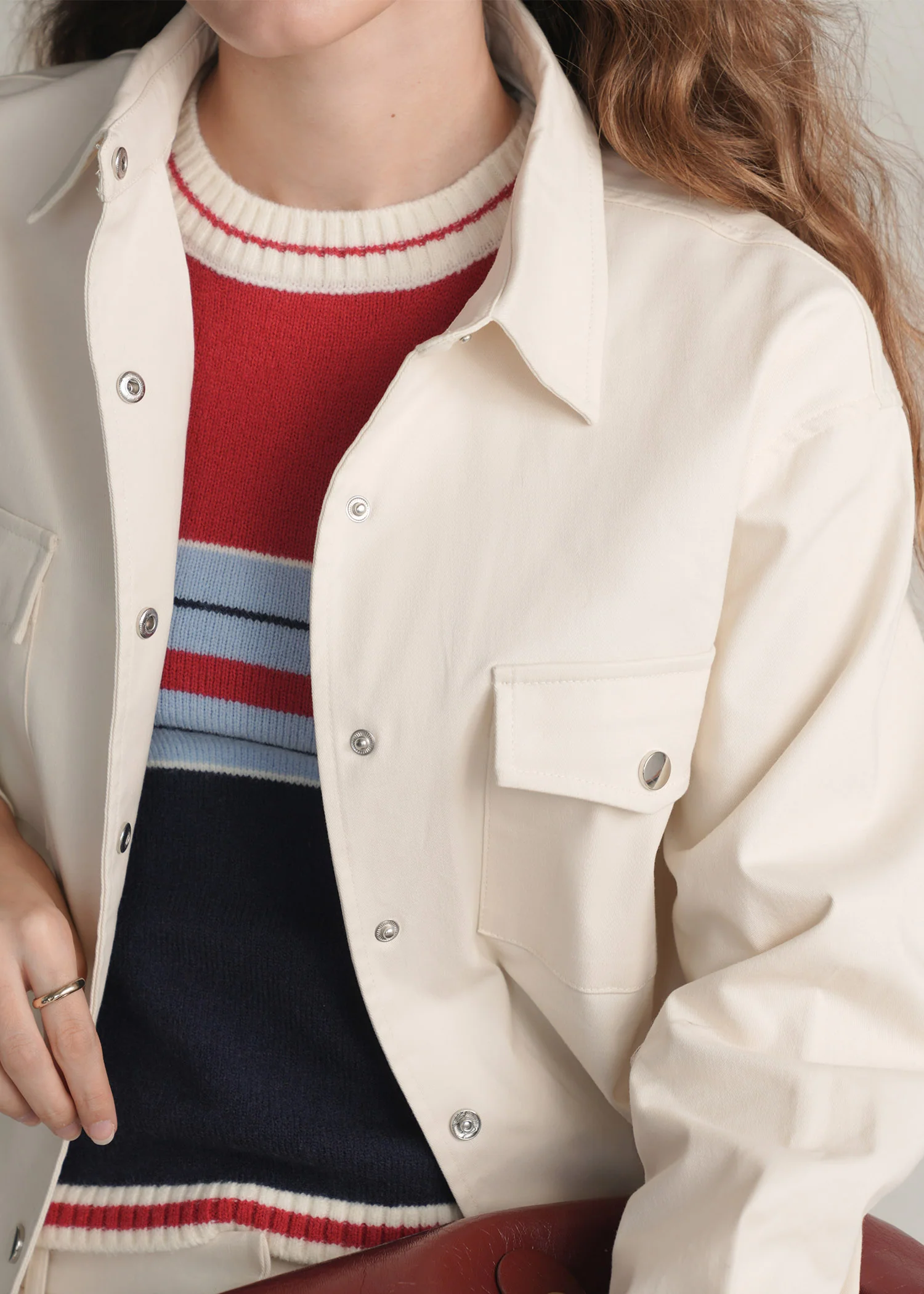 Jacket with Metallic Buttons- WS25-427 - Image 3