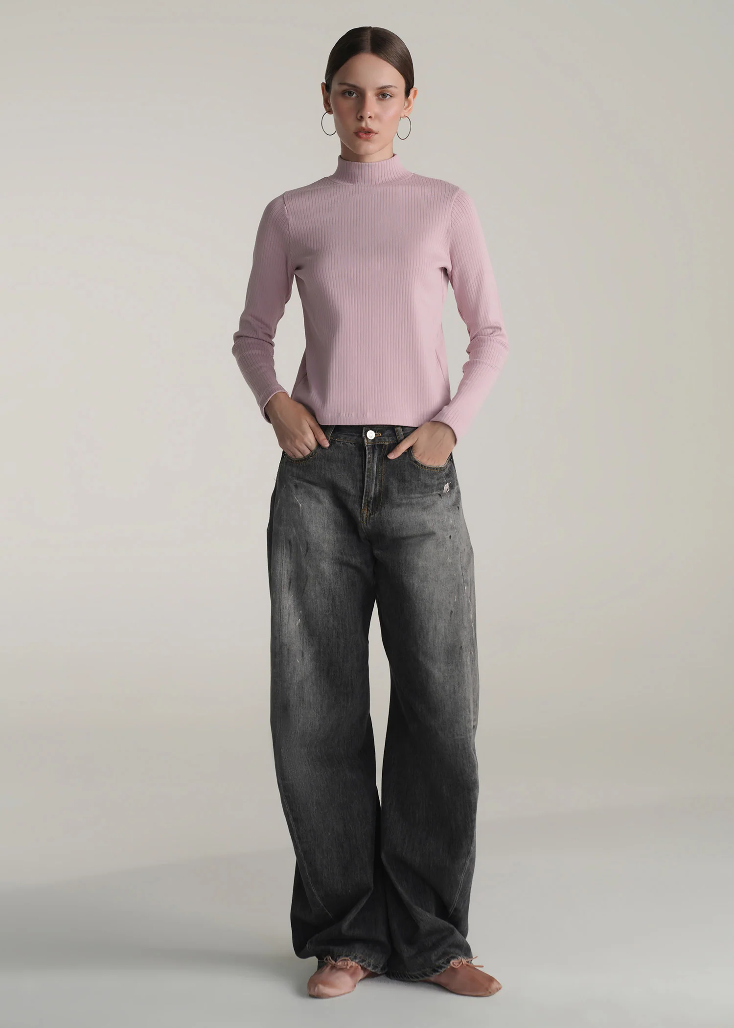 Mock Neck Ribbed Top- WS25-438 - Image 4