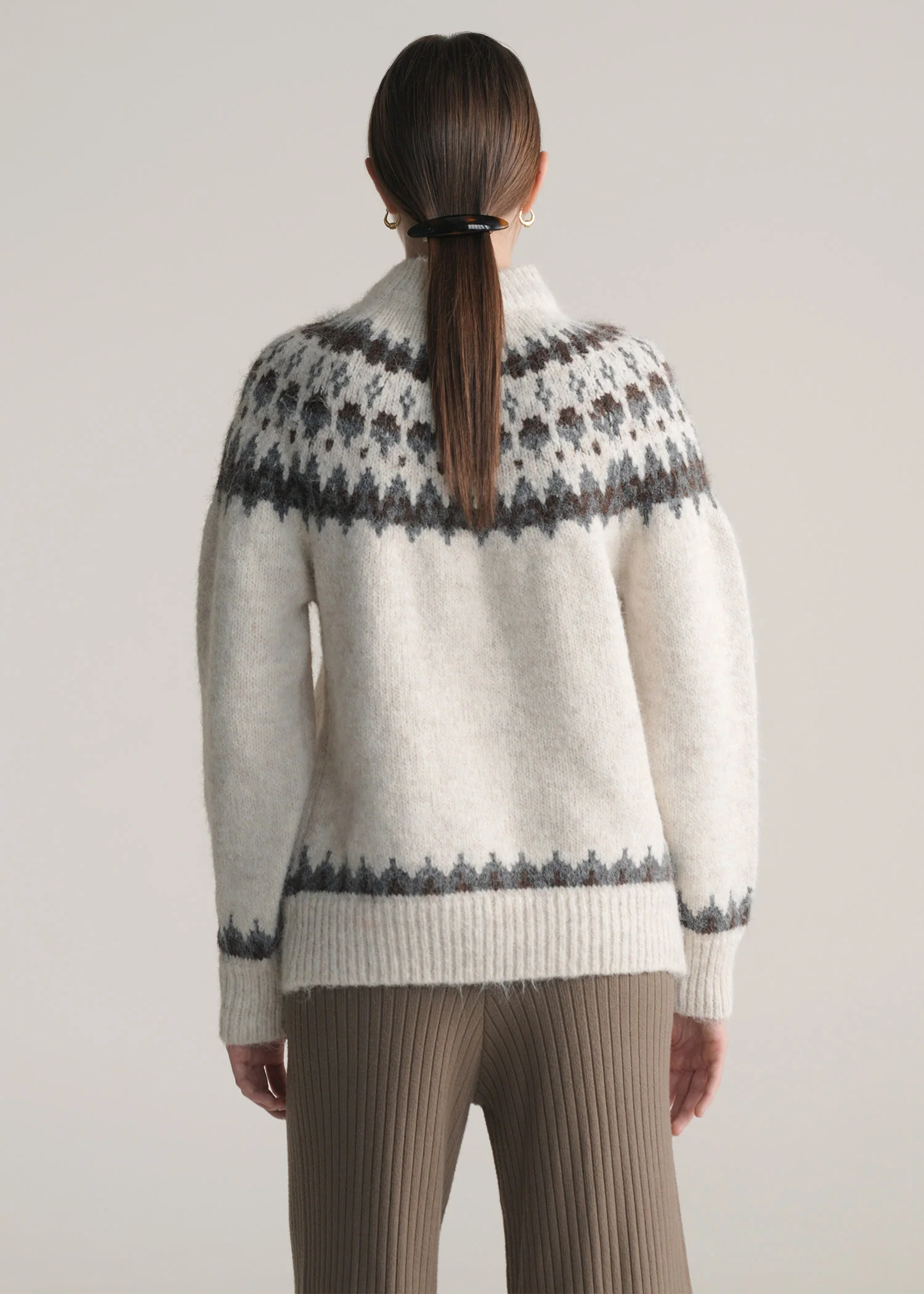 Oversized Jacquard Knit Sweater- WS25-451 - Image 3
