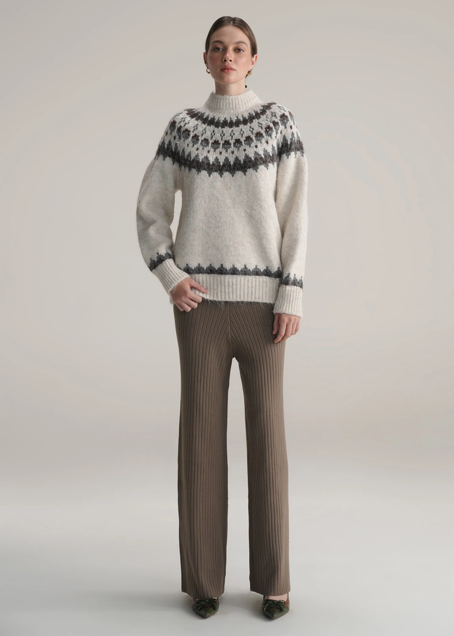 Oversized Jacquard Knit Sweater- WS25-451 - Image 4