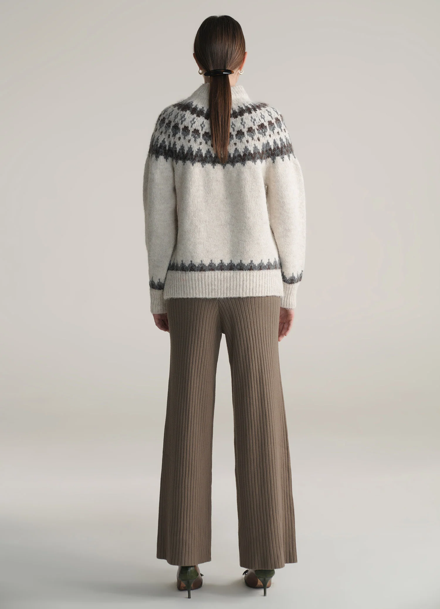 Oversized Jacquard Knit Sweater- WS25-451 - Image 5