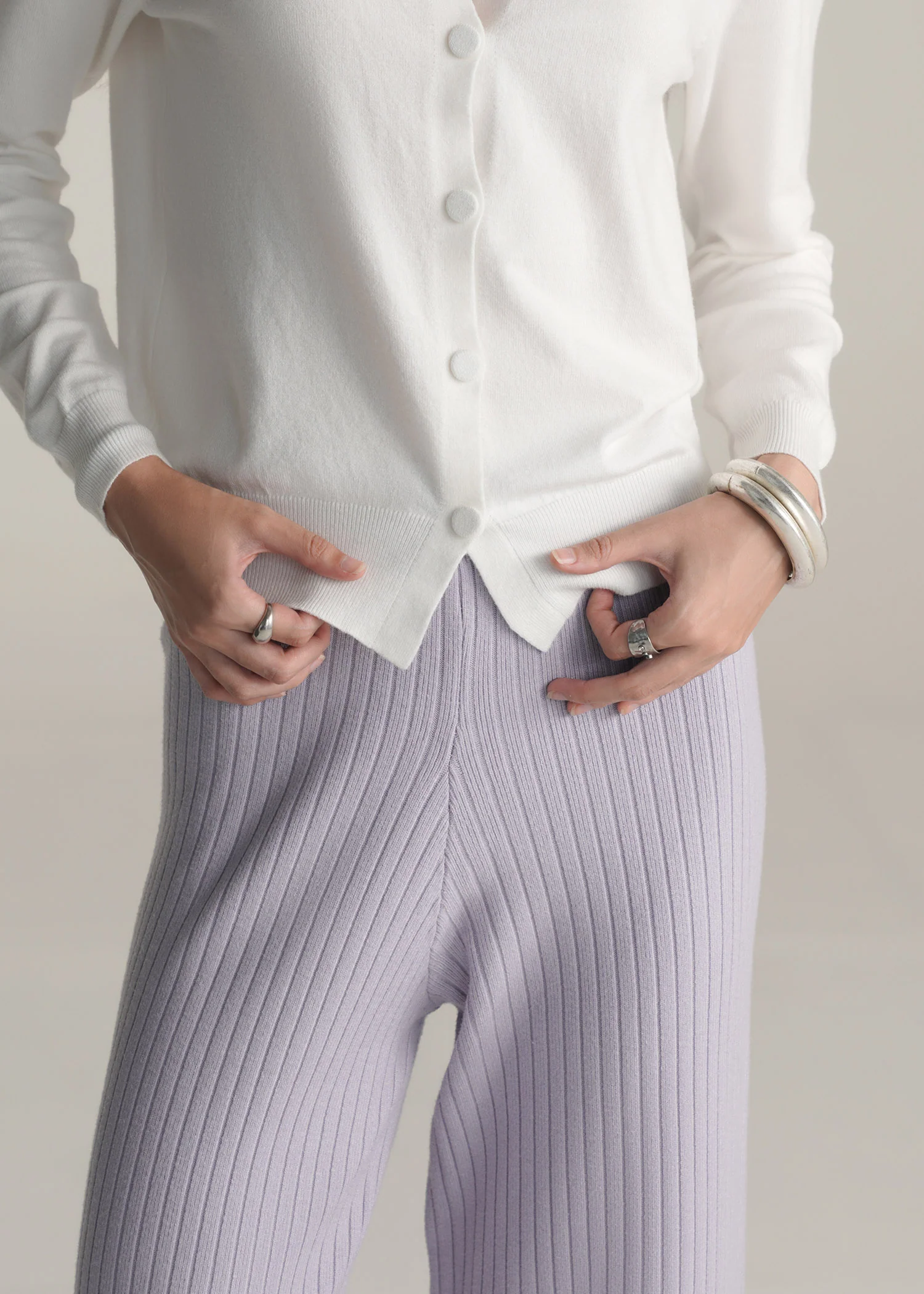 Ribbed Wide Leg Trouser- WS25-459 - Image 3