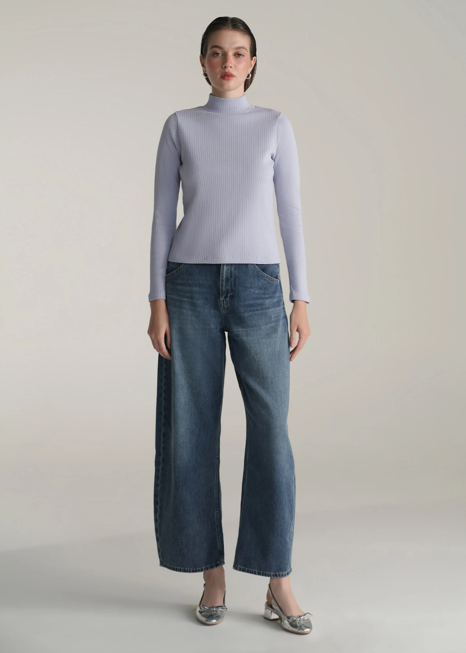 Mock Neck Ribbed Top- WS25-494 - Image 5