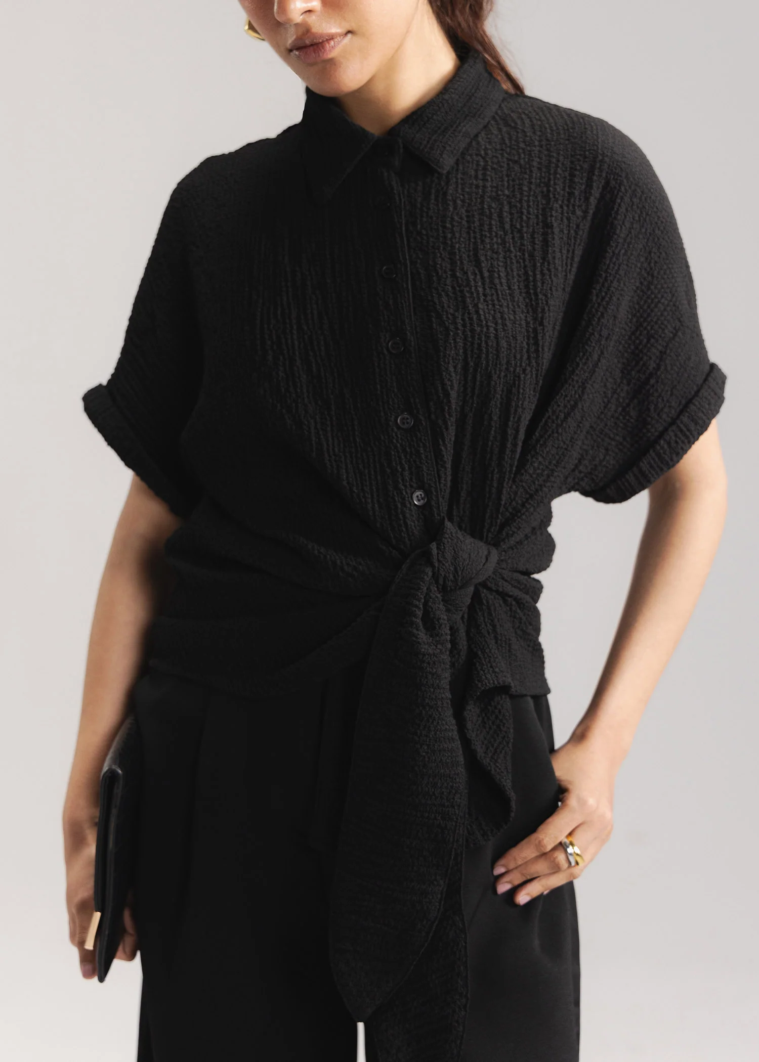 Loose Tie-Front Shirt- WS26-155 - Image 2