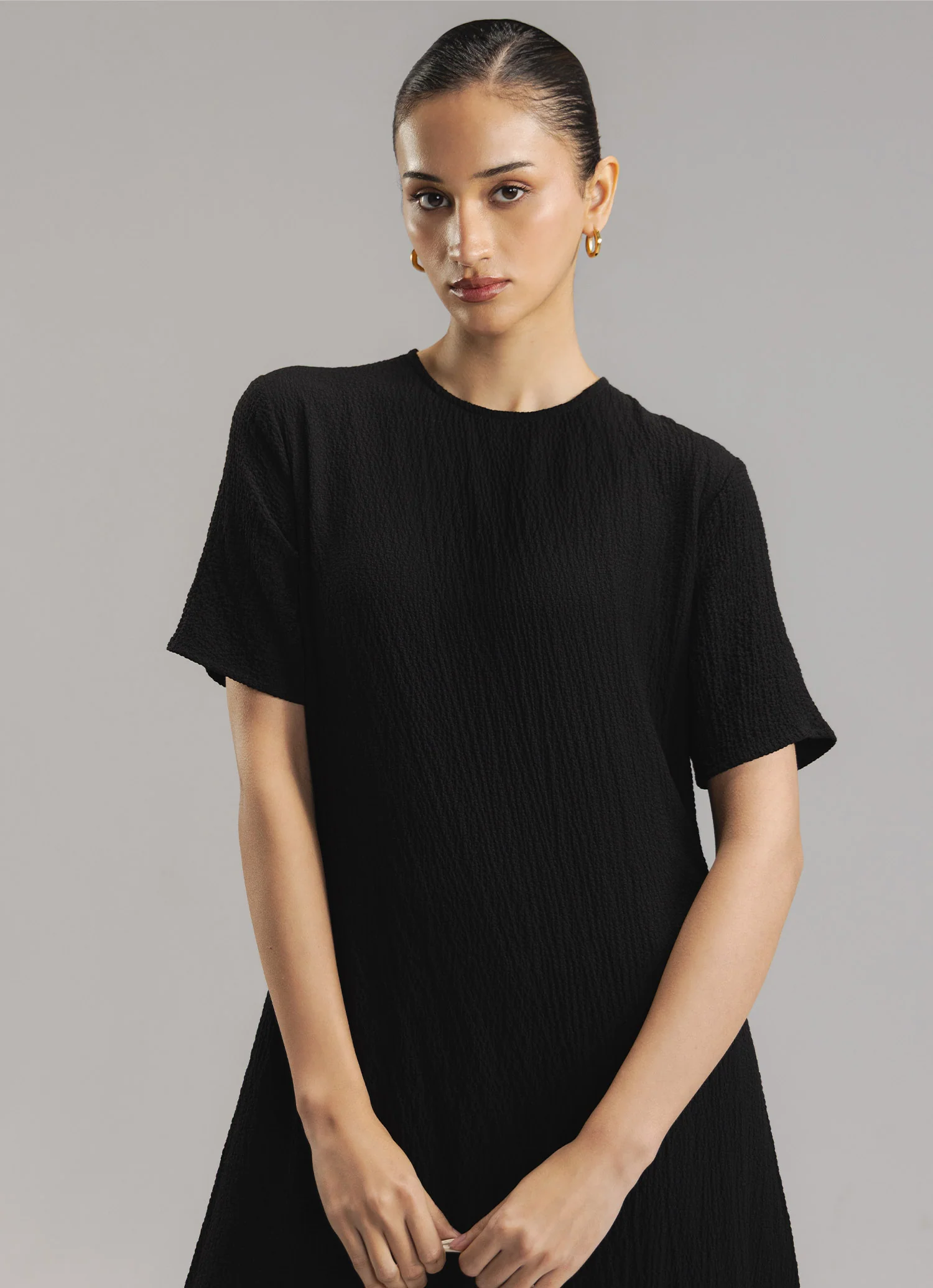 Flared Textured Dress- WS26-156 - Image 4