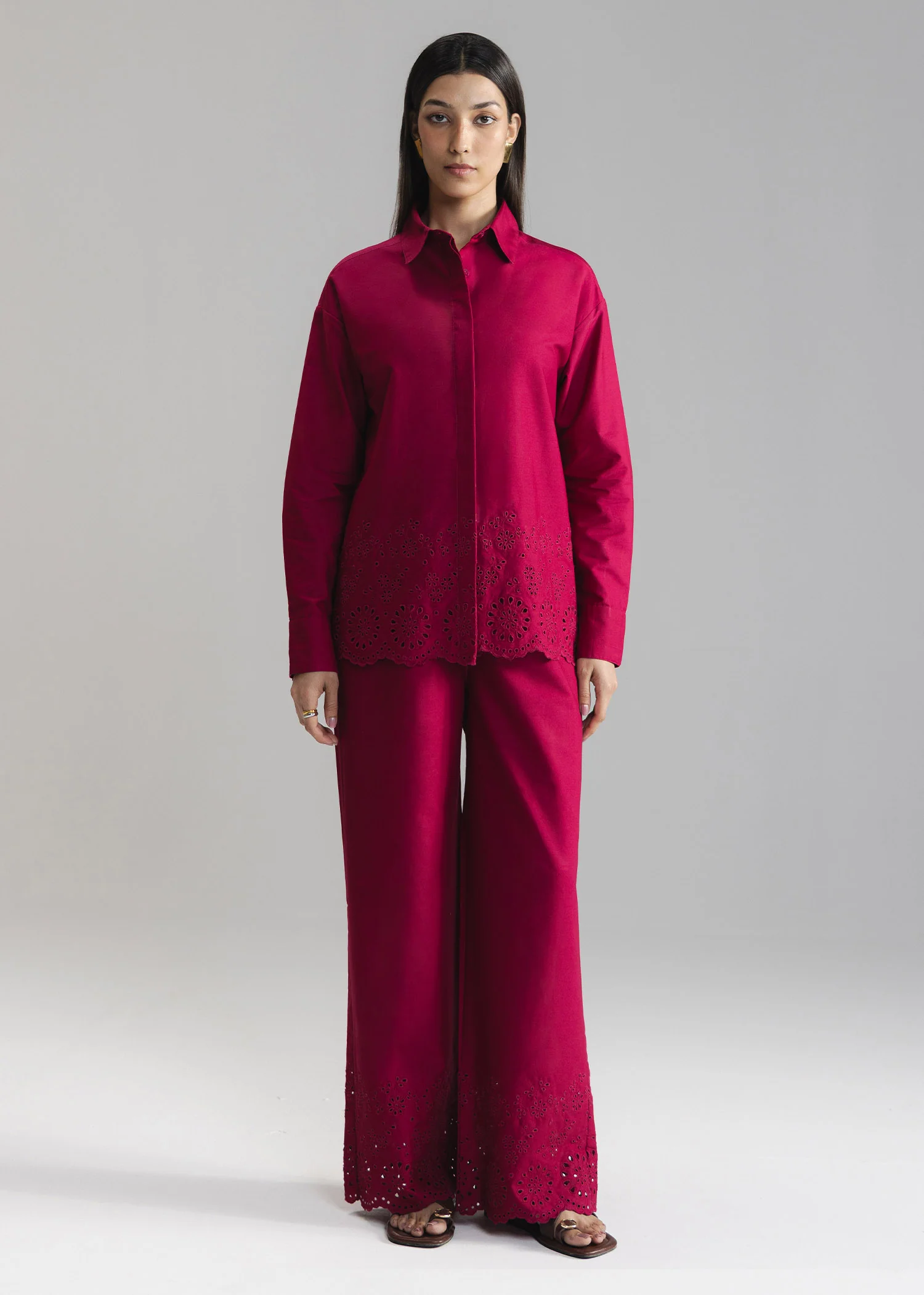 Schiffli Button Down Shirt- WS26-17 - Image 3