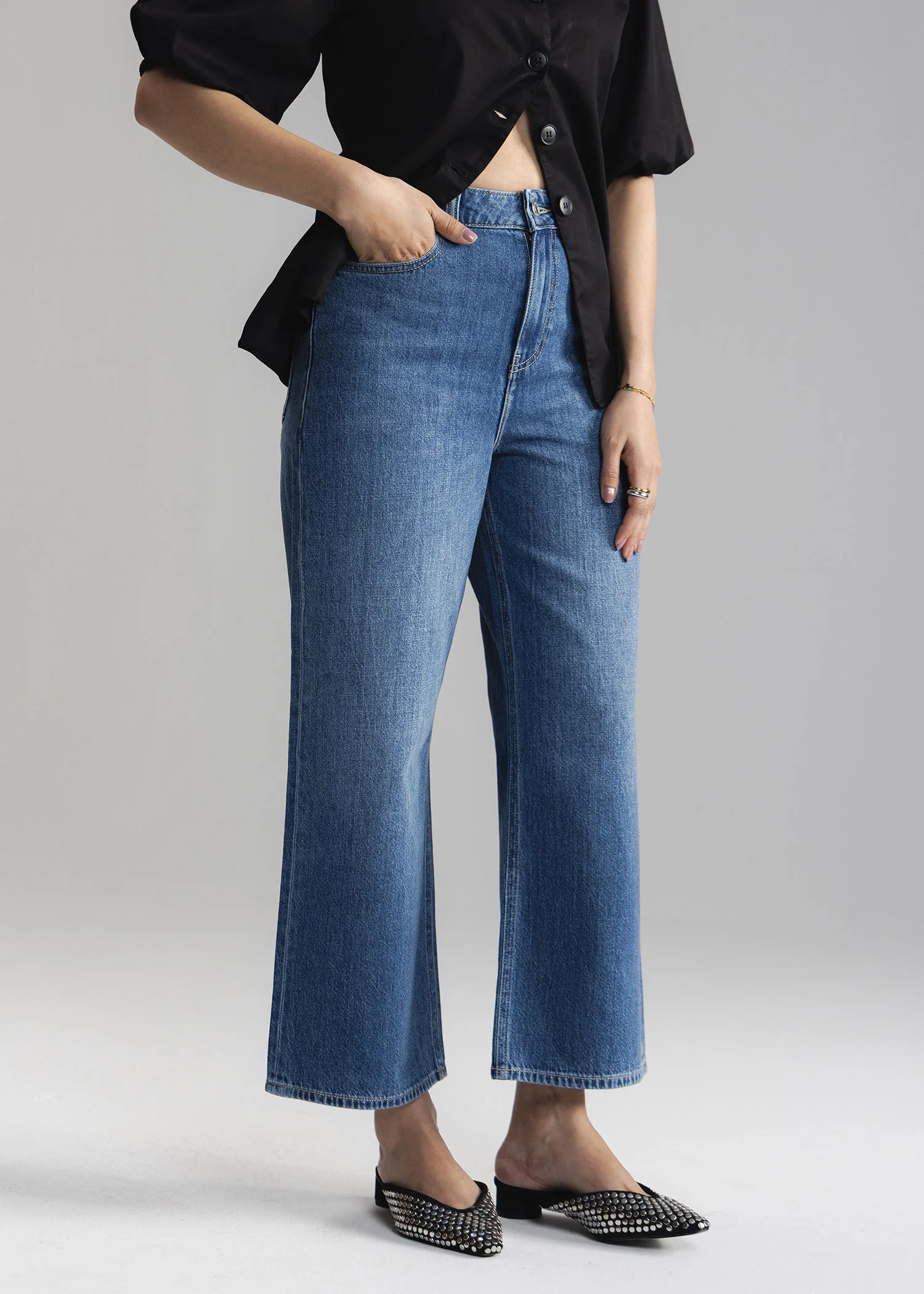 Cropped Wide Leg Jeans- WS26-198 - Image 2