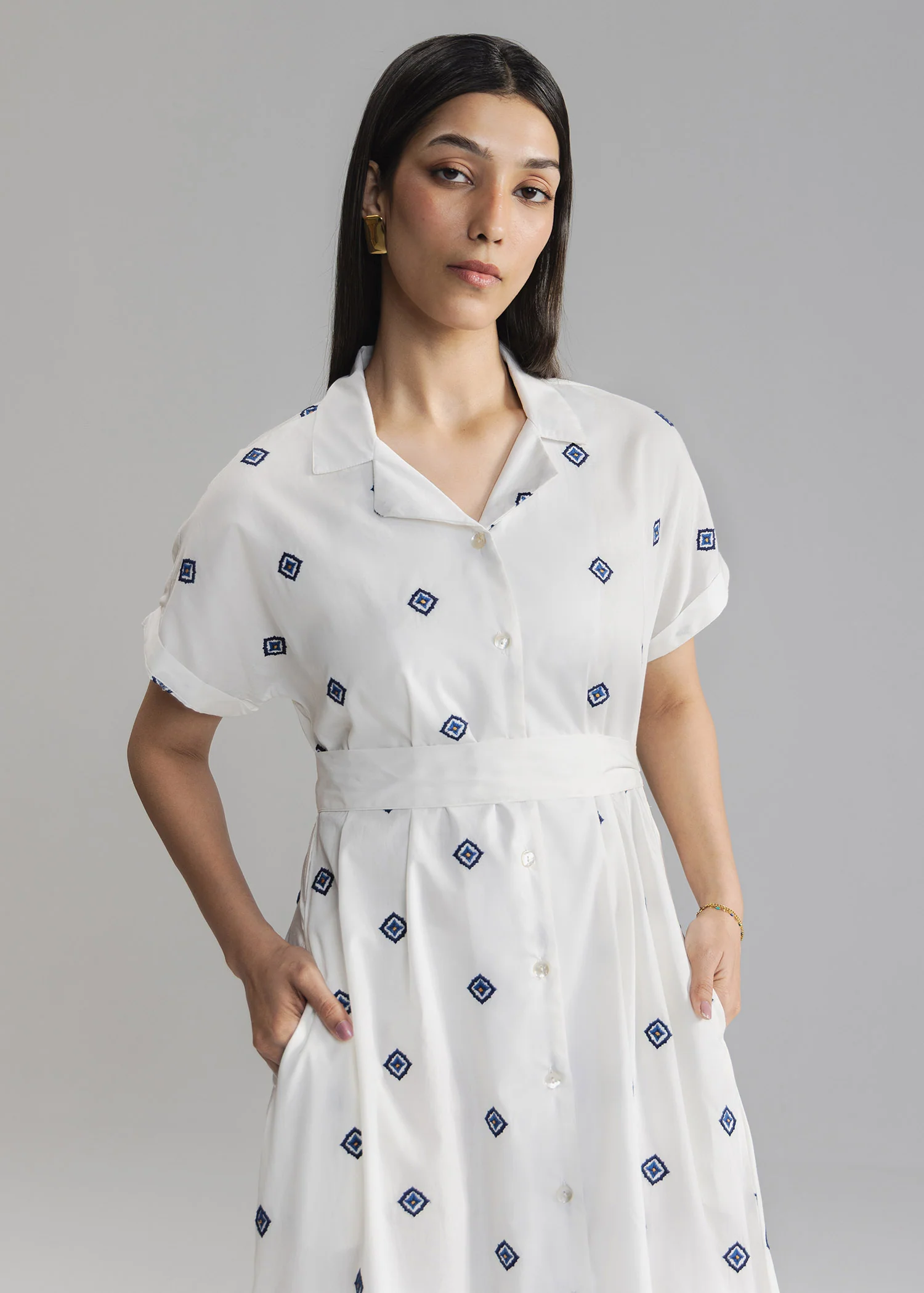 Embroidered Button Down Dress- WS26-39 - Image 4