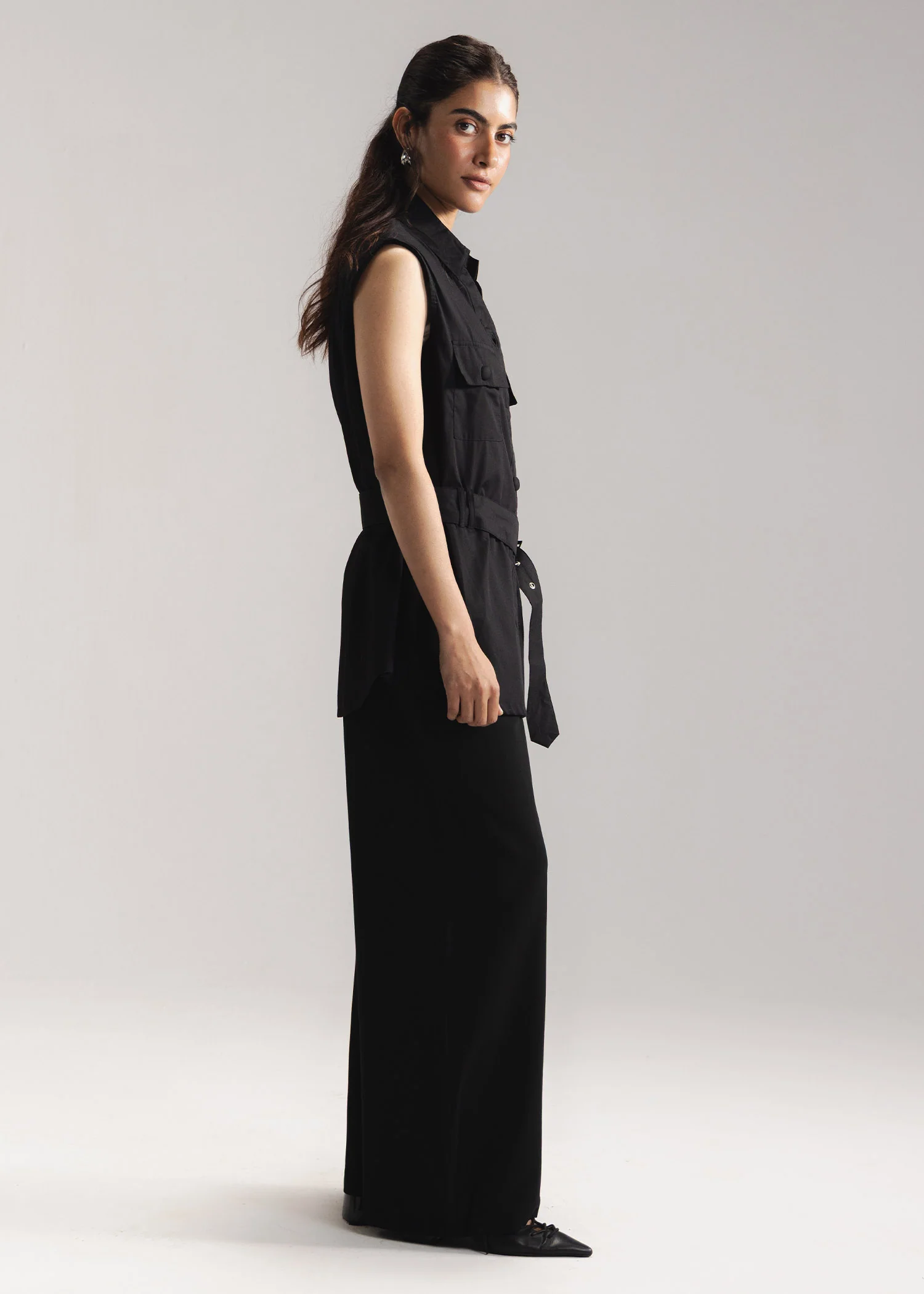 Button Down Sleeveless Shirt- WS26-45 - Image 3