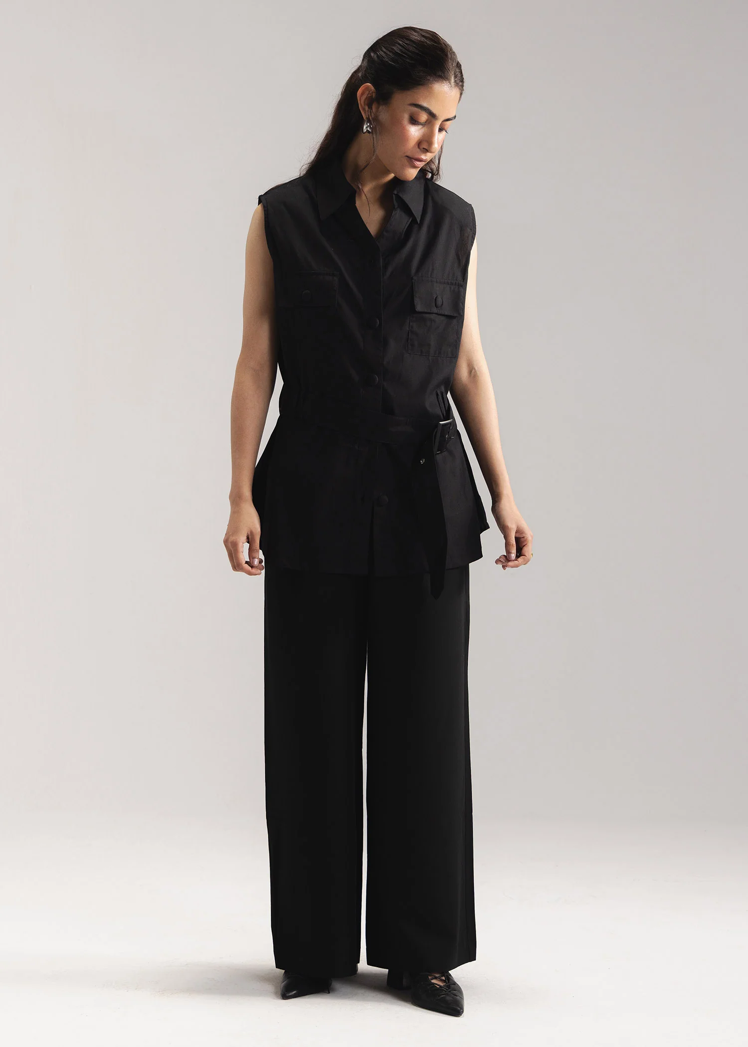 Button Down Sleeveless Shirt- WS26-45 - Image 4