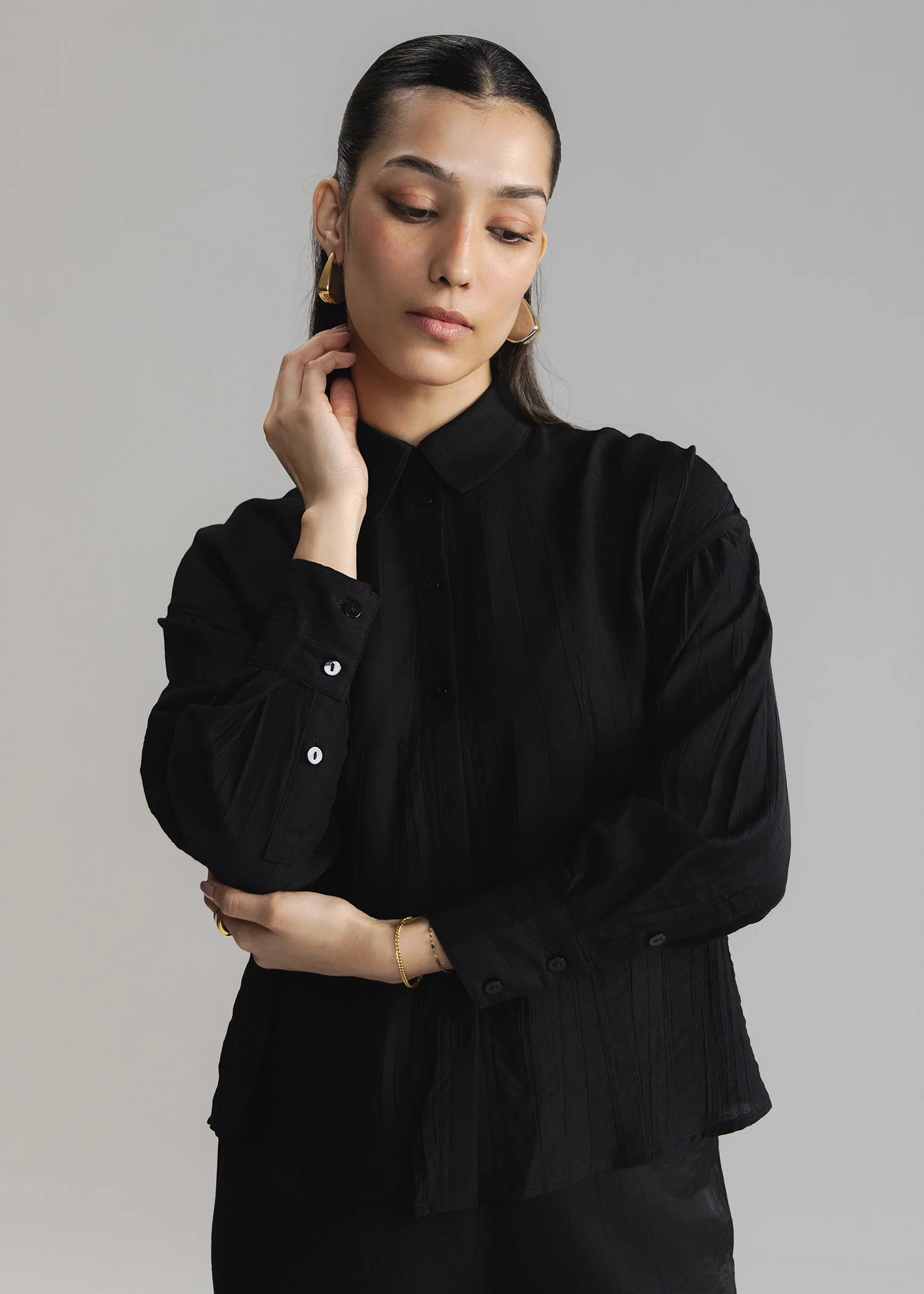 Crinkle Button Down Shirt- WS26-57 - Image 2