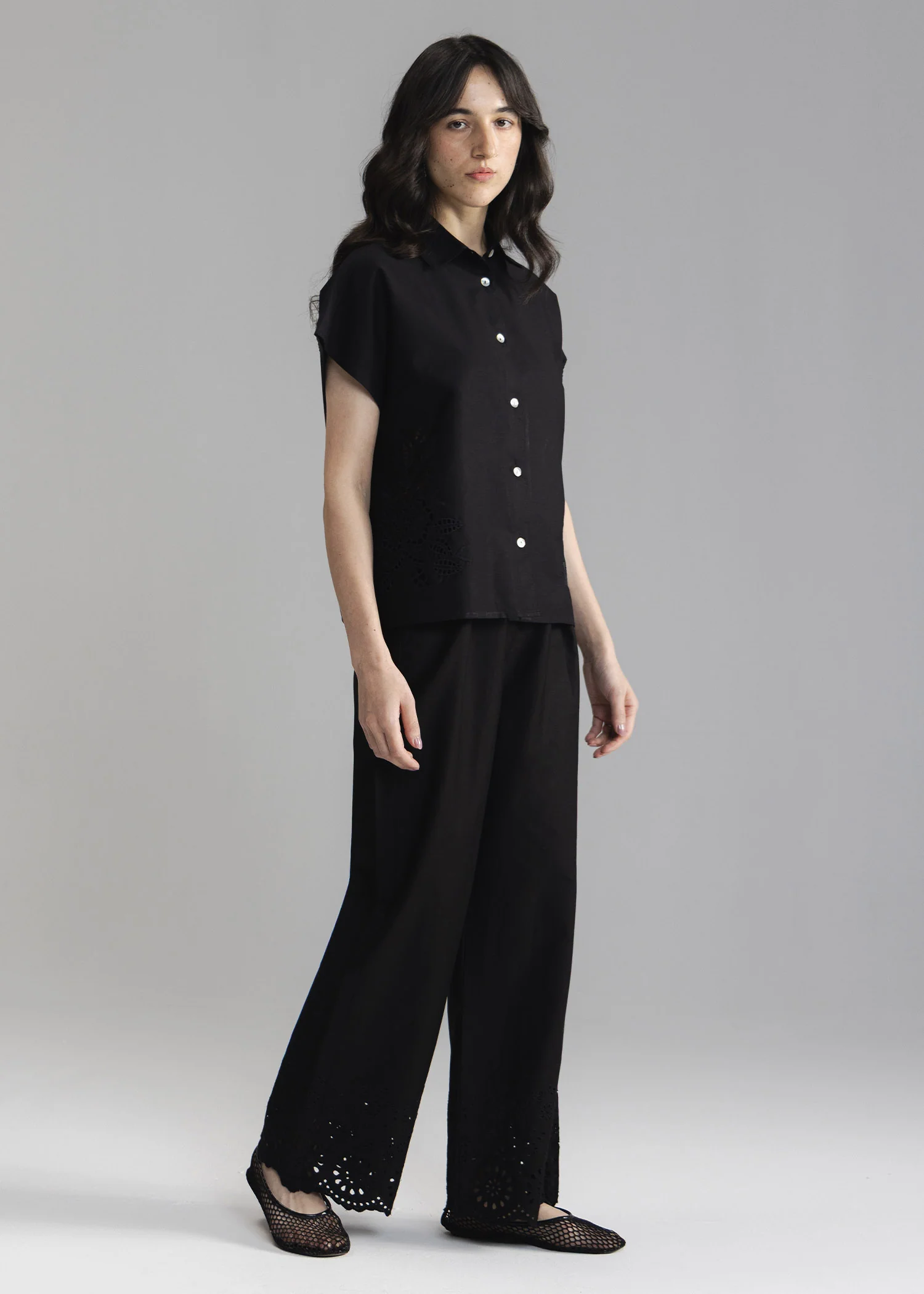 Schiffli Button Down Shirt- WS26-90 - Image 4